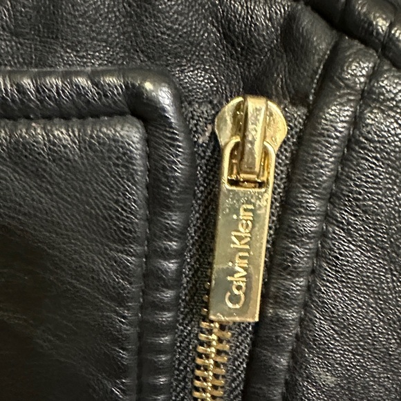 Calvin Klein Black Leather Biker Jacket - Picture 3 of 16